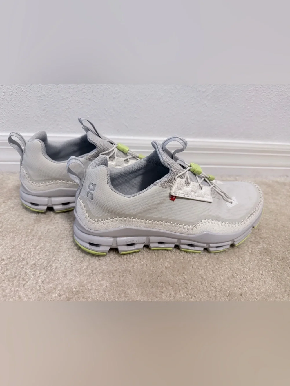 On Running Men's CloudTec Trail Sneaker in Light Grey with Lime Accents
